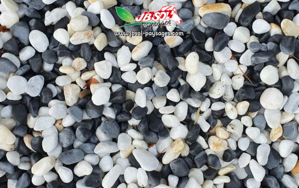 Gravier Roulé Blanc/Noir 8/15 (Basalte/Marbre) Big Bag 500Kg